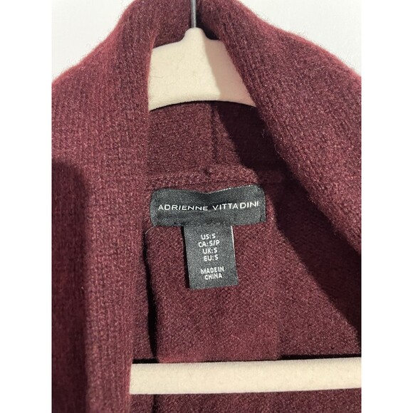 Adrienne Vittadini Cardigan S Yak Hair Wool Burgundy Quite Luxury Minimalist - Picture 3 of 11